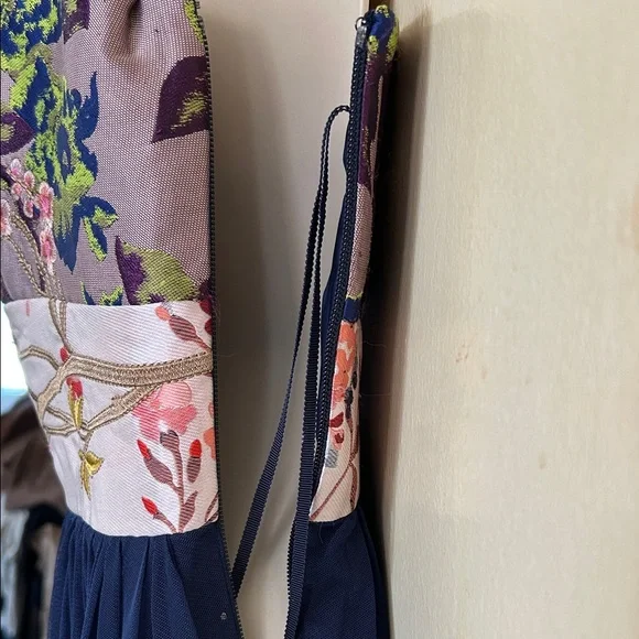 Anthropologie Moulinette Soeurs Floral and Navy Tulle Dress size 14 - Picture 13 of 16